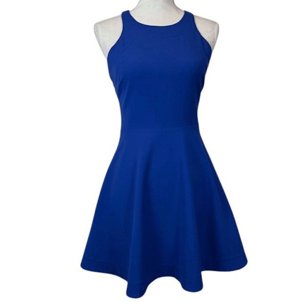 Elizabeth and James Keaton Dress Royal Blue Racer Zip Back Skater Dress Size 4